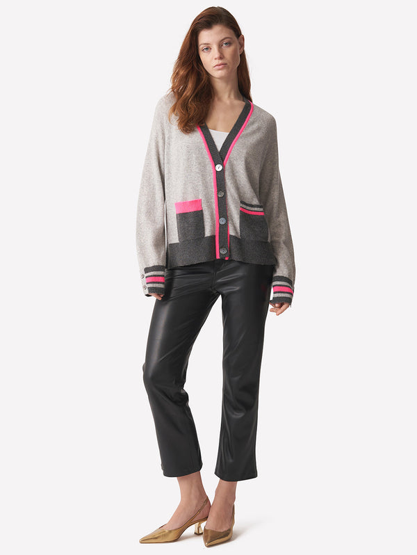 Varsity Pop Cardigan - Grey-BRODIE-Over the Rainbow