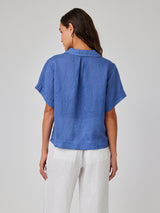 Short Sleeve Flowy Button Down Shirt - Antique Indigo-Bella Dahl-Over the Rainbow
