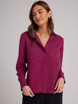 Split Back Button Down Shirt - Deep Magenta-Bella Dahl-Over the Rainbow