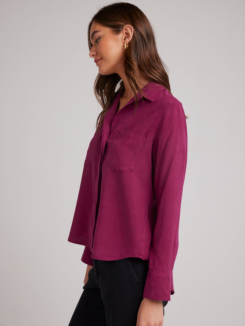 Split Back Button Down Shirt - Deep Magenta-Bella Dahl-Over the Rainbow