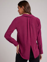 Split Back Button Down Shirt - Deep Magenta-Bella Dahl-Over the Rainbow
