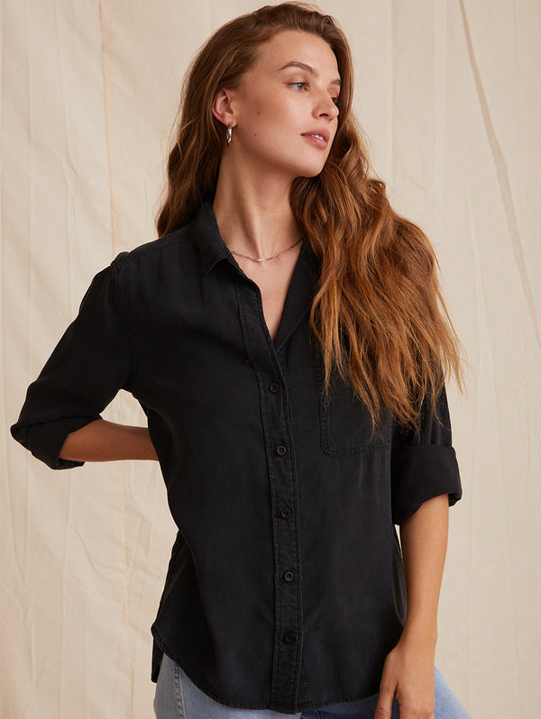 Shirt Tail Shirt - Black-Bella Dahl-Over the Rainbow