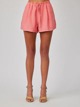 Ruffle Waist Linen Short - Camellia Coral-Bella Dahl-Over the Rainbow
