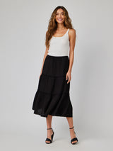 Frayed Tiered Skirt - Black-Bella Dahl-Over the Rainbow