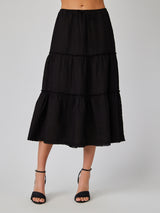 Frayed Tiered Skirt - Black-Bella Dahl-Over the Rainbow