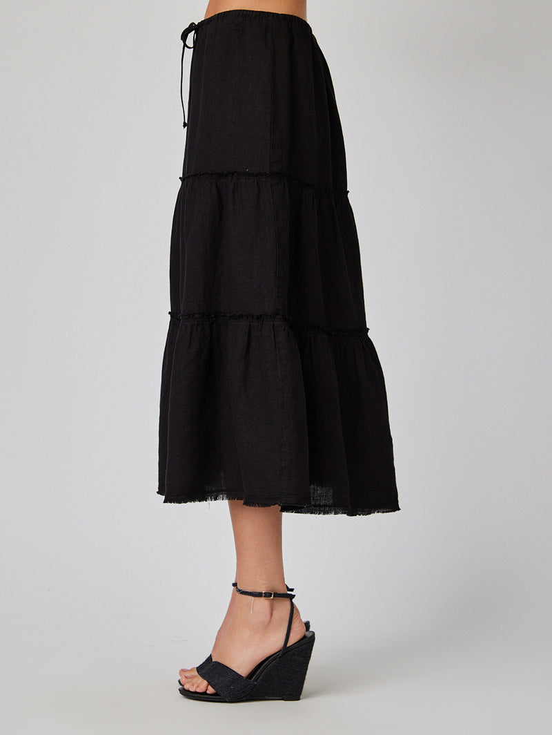 Frayed Tiered Skirt - Black-Bella Dahl-Over the Rainbow