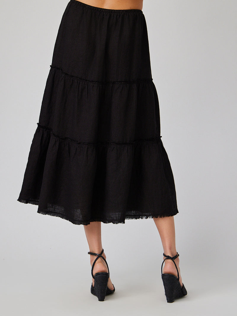 Frayed Tiered Skirt - Black-Bella Dahl-Over the Rainbow