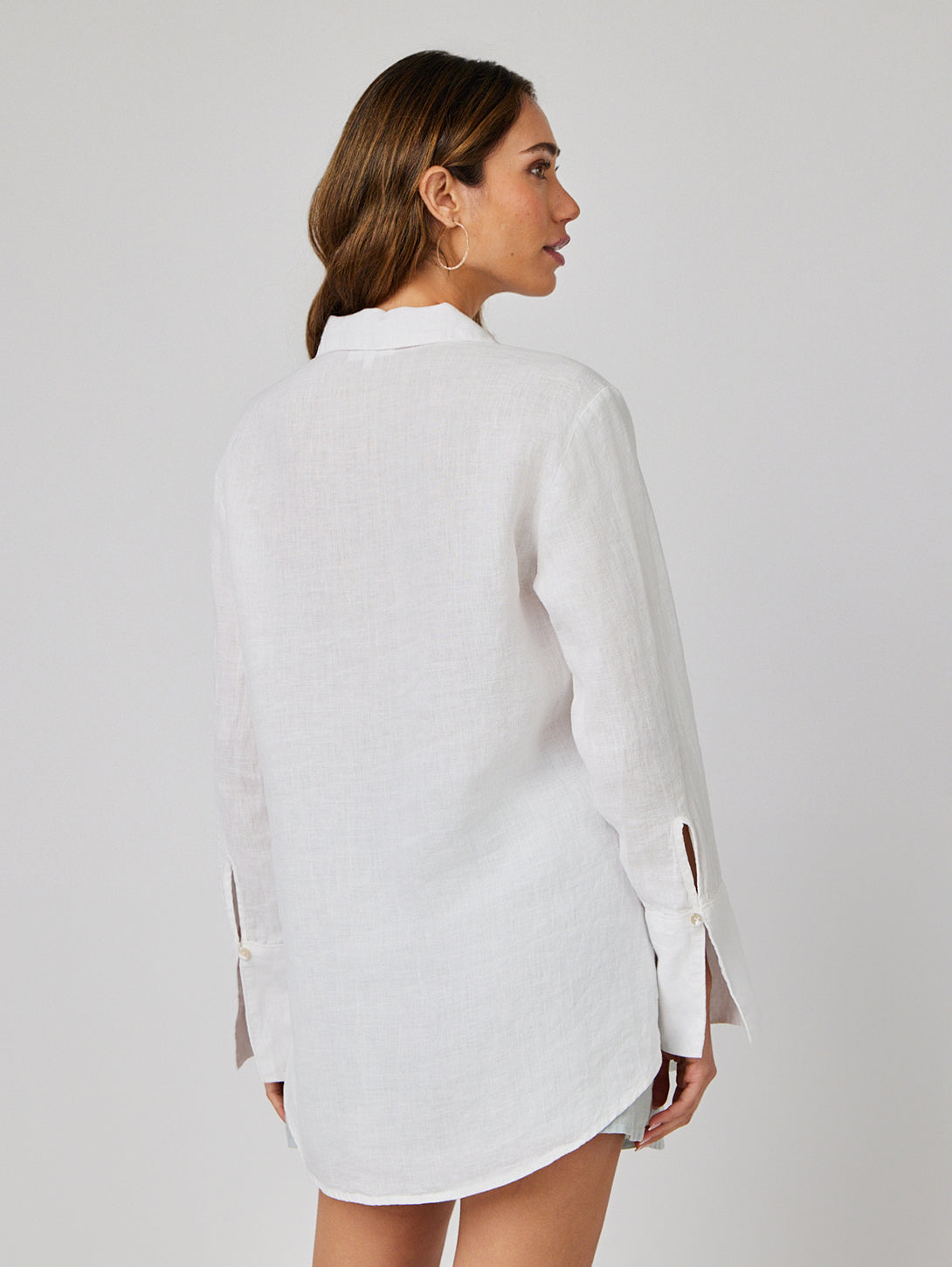 Tie Neck Linen Tunic Top - White-Bella Dahl-Over the Rainbow