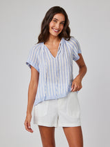 Short Sleeve Flowy Raglan Top - Blue Sky Stripe-Bella Dahl-Over the Rainbow