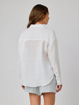 Boyfriend Button Down Linen Shirt - White-Bella Dahl-Over the Rainbow
