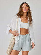 Boyfriend Button Down Linen Shirt - White-Bella Dahl-Over the Rainbow