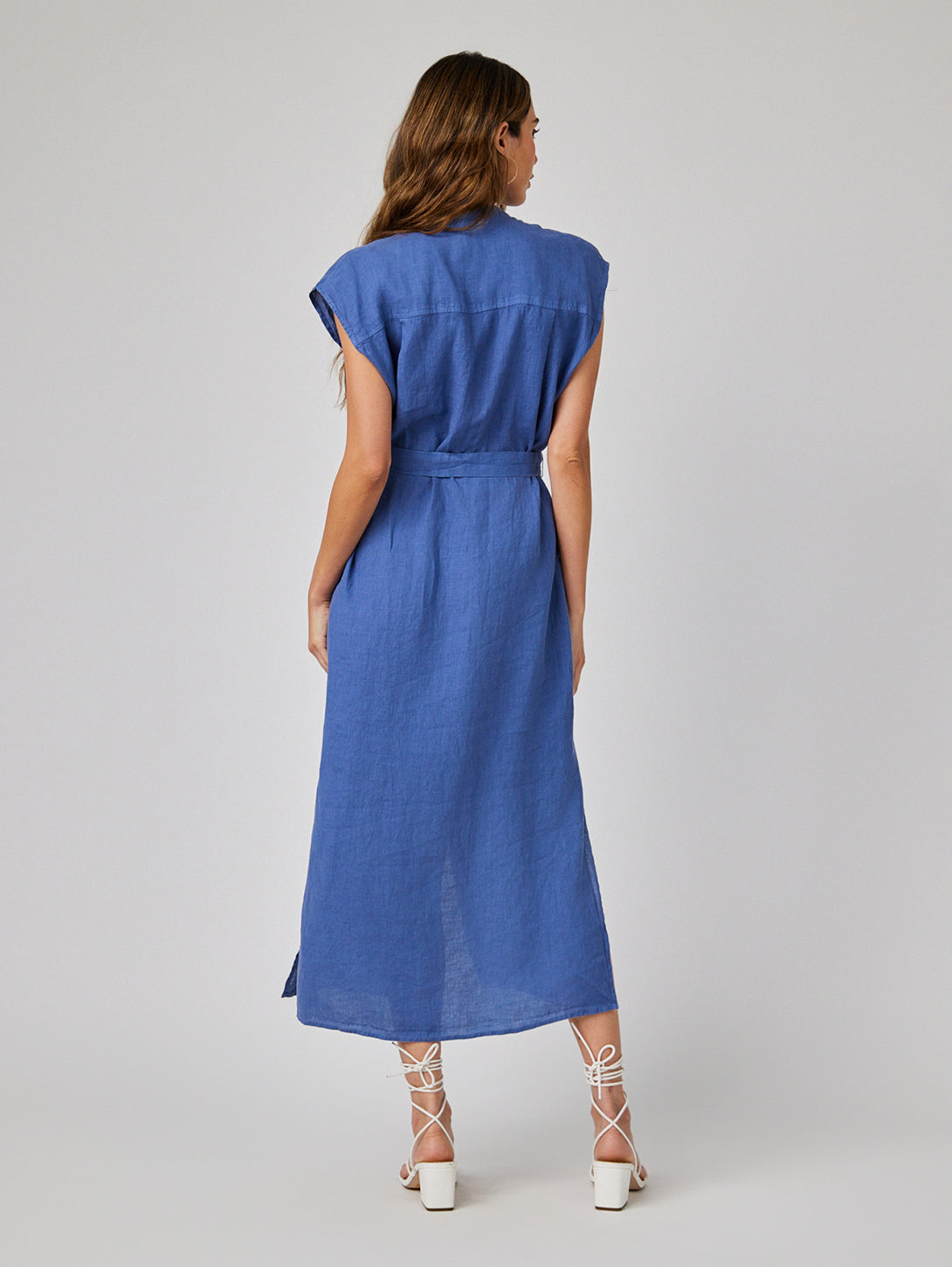 Cap Sleeve Button Front Midi Dress - Antique Indigo-Bella Dahl-Over the Rainbow