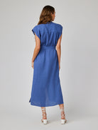 Cap Sleeve Button Front Midi Dress - Antique Indigo-Bella Dahl-Over the Rainbow