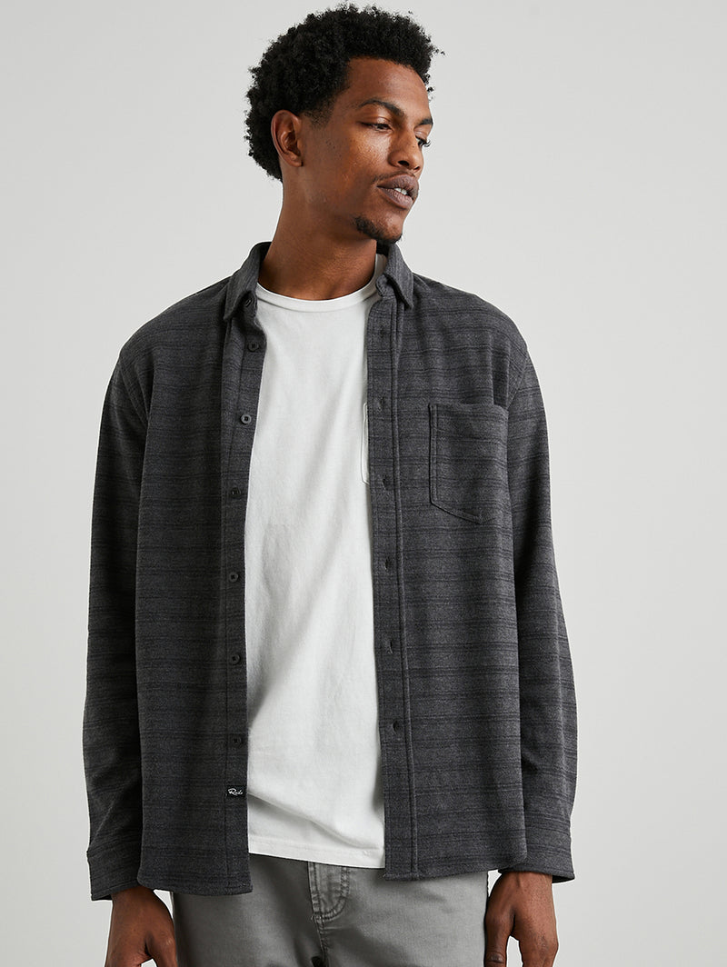 Berkeley Shirt - Black Charcoal Stripe-Rails-Over the Rainbow