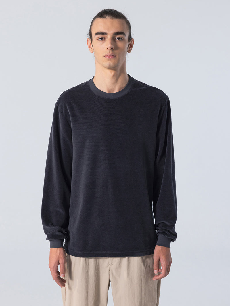 Long Sleeve Velour T-Shirt - Blue Graphite-UNFEIGNED-Over the Rainbow