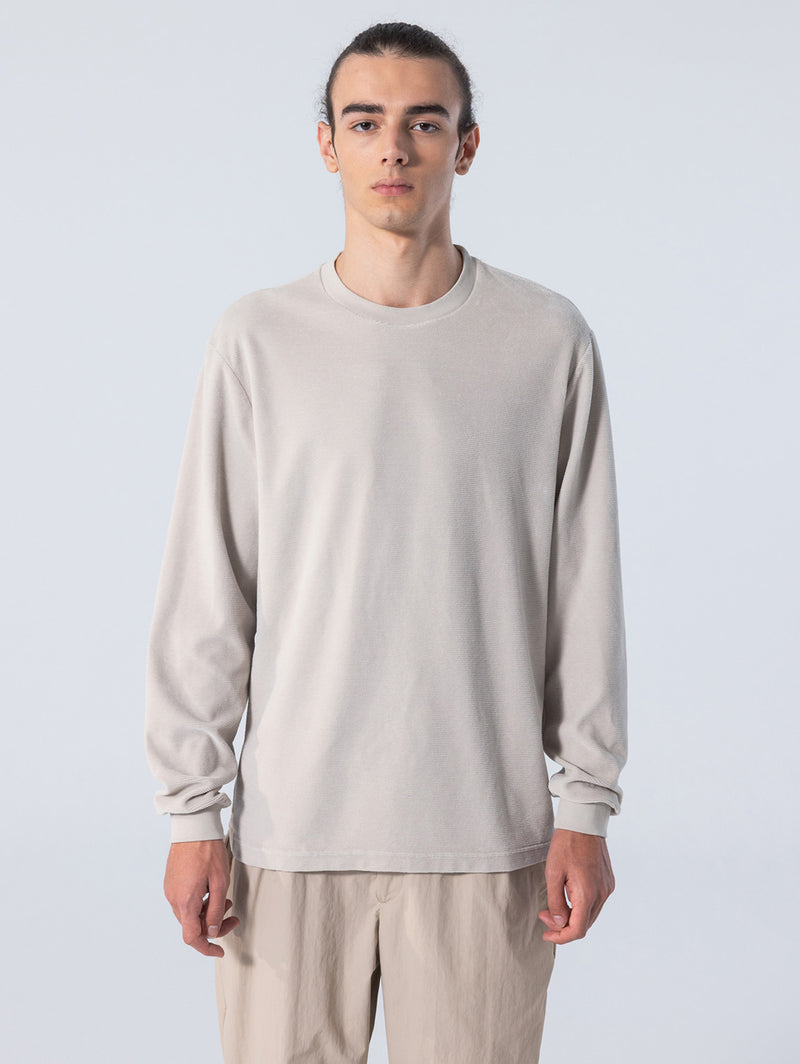 Long Sleeve Velour T-Shirt - Tidal Foam-UNFEIGNED-Over the Rainbow