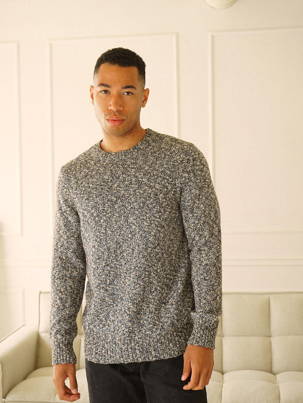 Riley Crewneck Sweater - Blue Mélange-Benson-Over the Rainbow