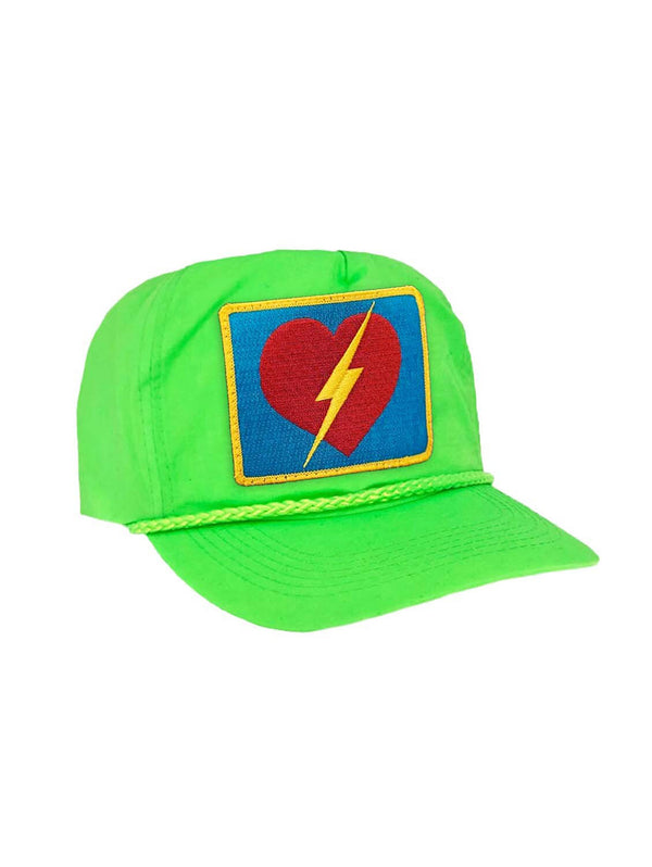 Bolt Heart Vintage Nylon Trucker Hat - Neon Green-AVIATOR NATION-Over the Rainbow