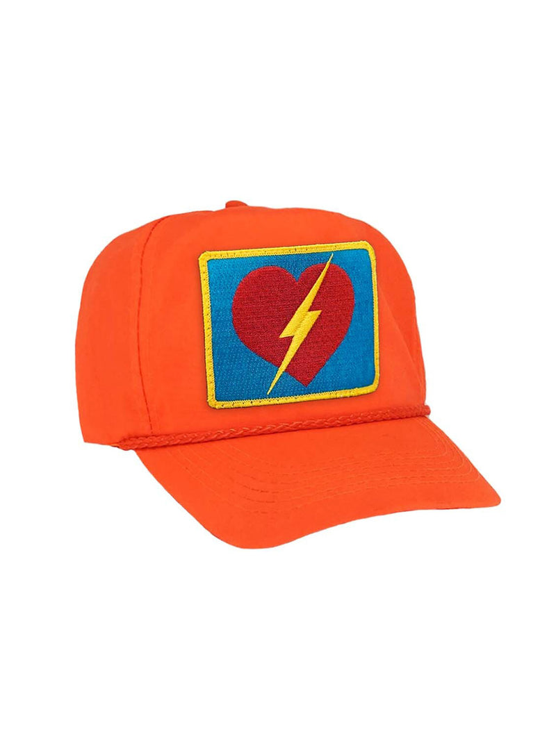 Bolt Heart Vintage Nylon Trucker Hat - Neon Orange-AVIATOR NATION-Over the Rainbow