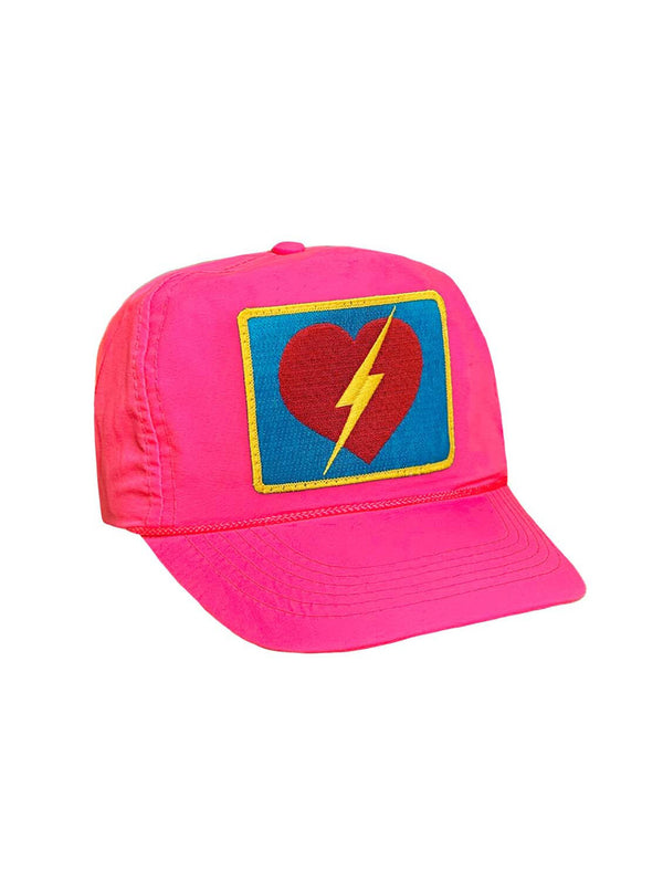 Bolt Heart Vintage Nylon Trucker Hat - Neon Pink-AVIATOR NATION-Over the Rainbow
