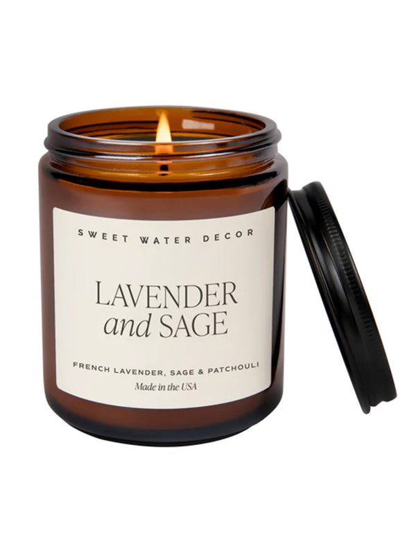 Amber Jar Soy Candle - Lavender-SWEET WATER DECOR-Over the Rainbow