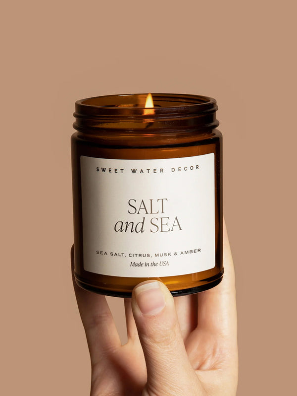 Amber Jar Soy Candle - Salt and Sea-SWEET WATER DECOR-Over the Rainbow