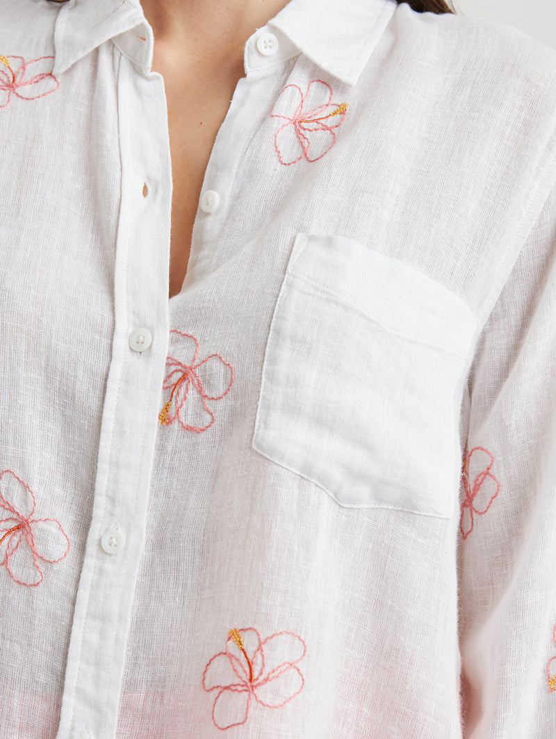 Charli Floral Shirt - Hibiscus Embroidery-Rails-Over the Rainbow