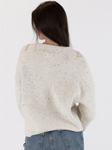 Chase Fleck Ribbed 3/4 Zip Sweater- Off White-LYLA+LUXE-Over the Rainbow