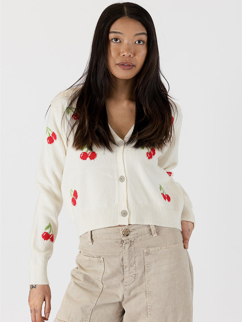 Cherry Cardigan - Off White-LYLA+LUXE-Over the Rainbow