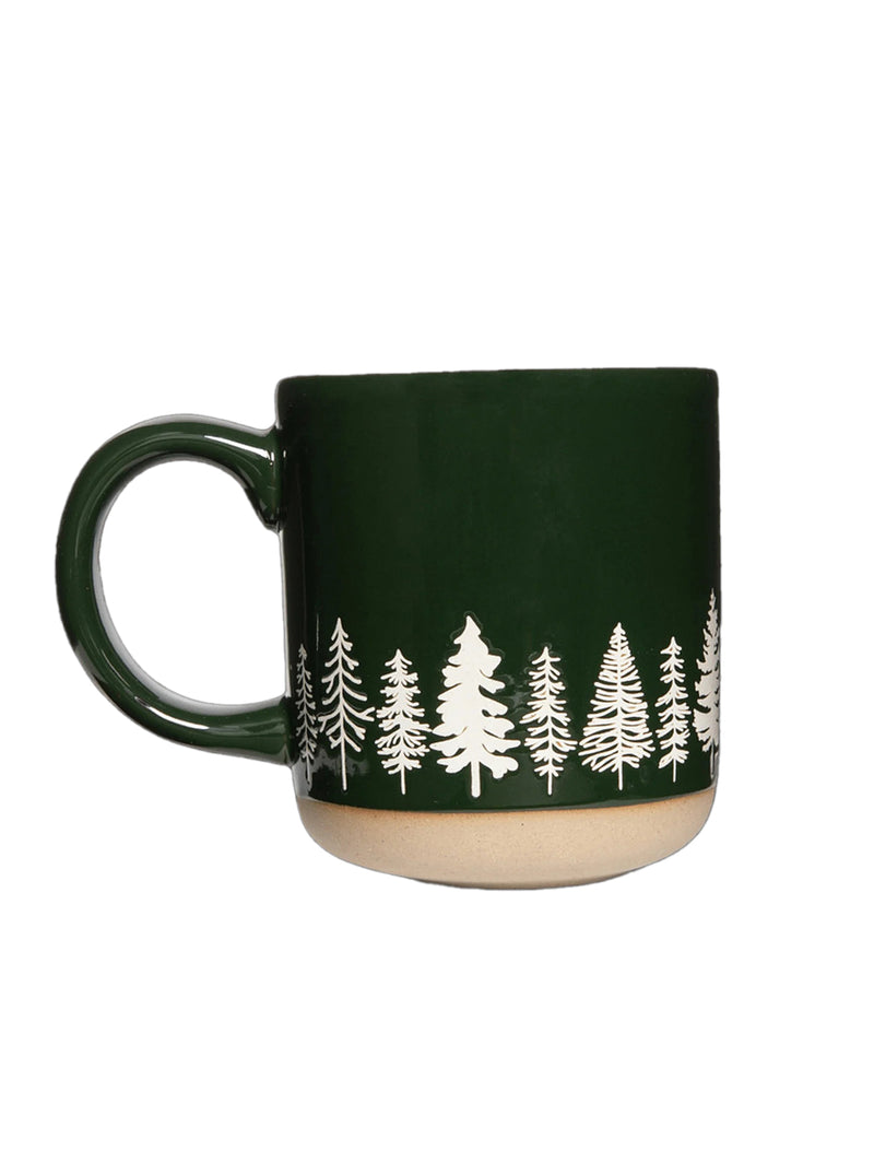 Stoneware Coffee Mug - Pine Trees-SWEET WATER DECOR-Over the Rainbow