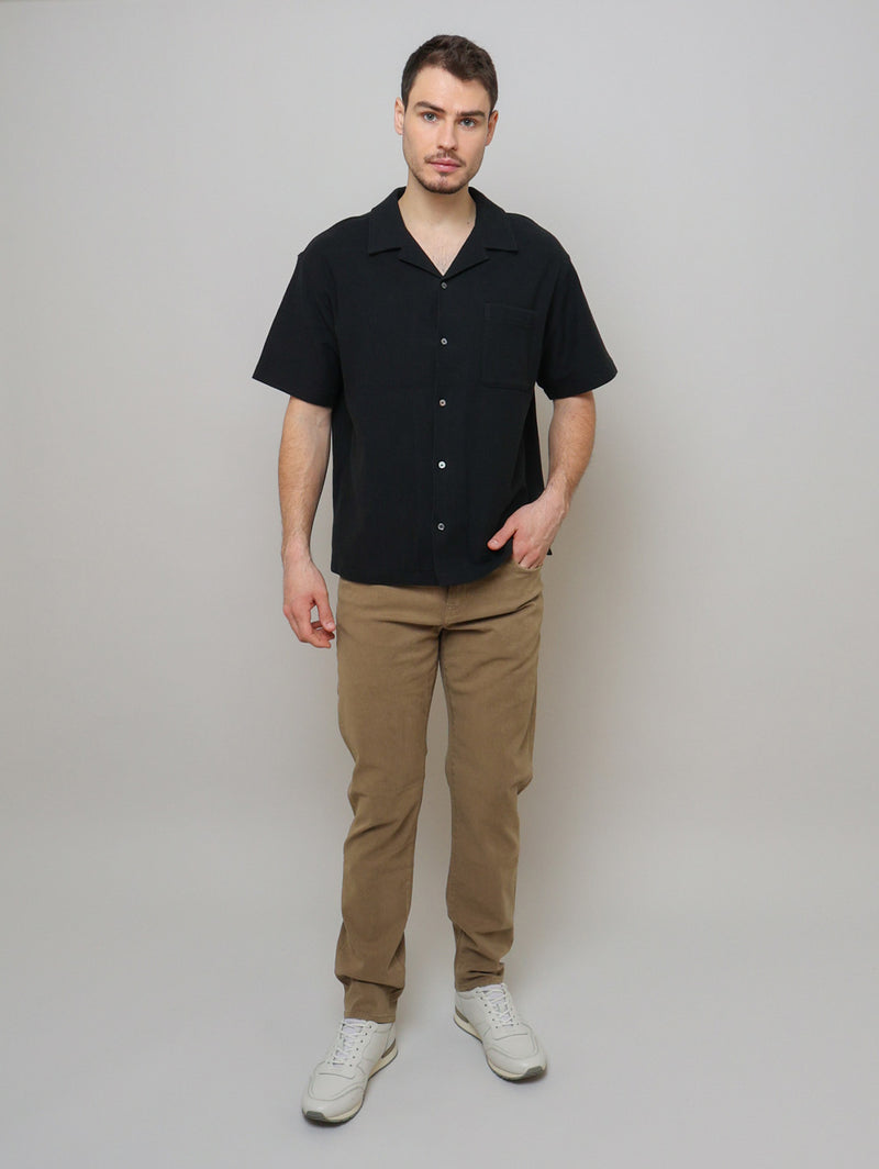 Jacquard Relaxed Shirt - Black