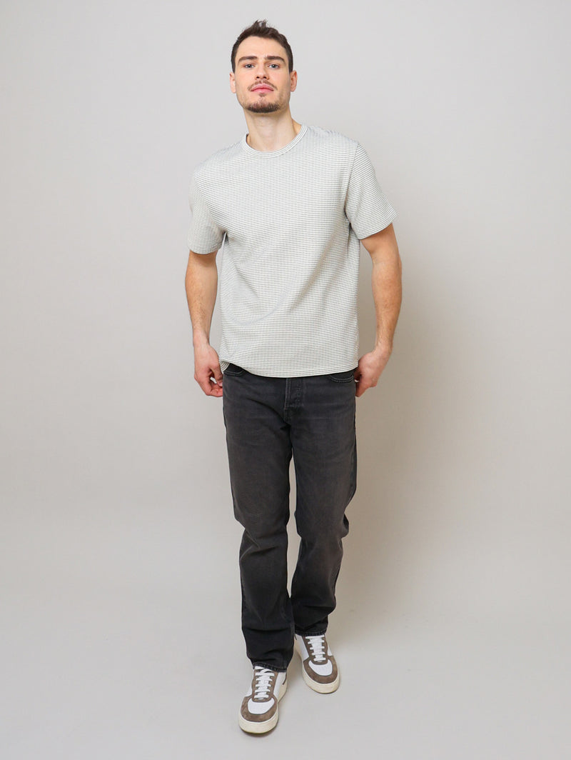 Jacquard Stripe Tee - White/Navy
