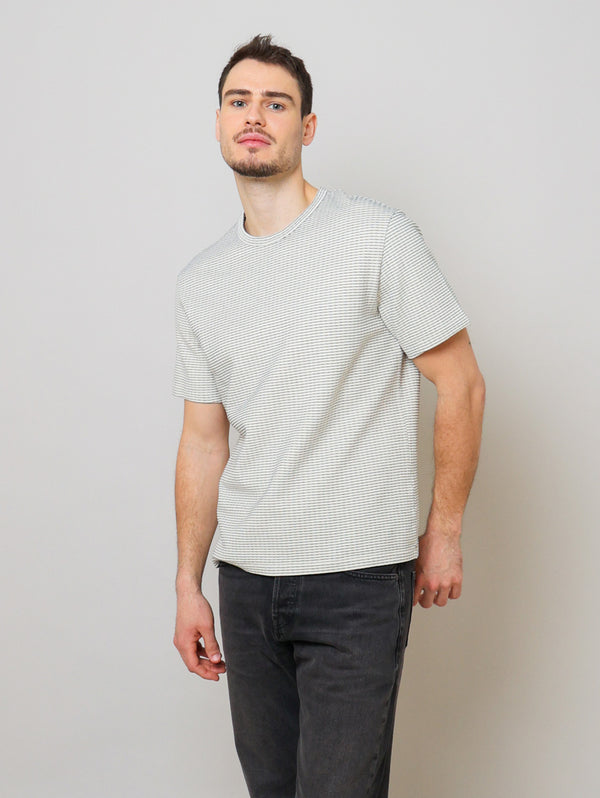 Jacquard Stripe Tee - White/Navy