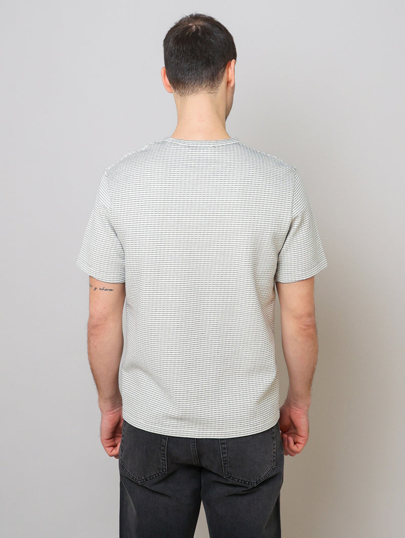 Jacquard Stripe Tee - White/Navy