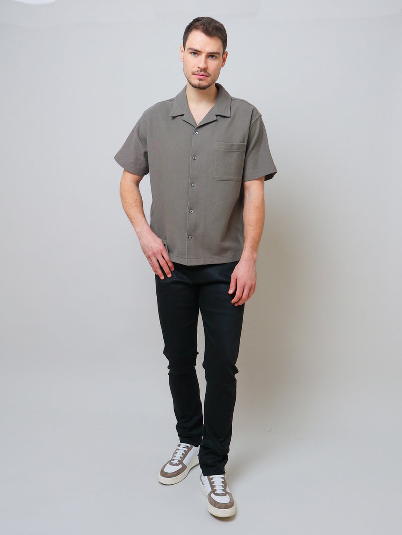 Jacquard Relaxed Shirt - Dark Sage