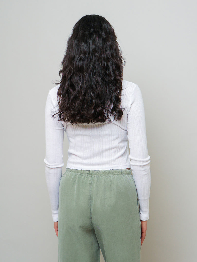Drew Pointelle Cardigan - White