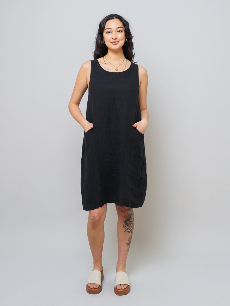 Linen Pocket Dress - Black