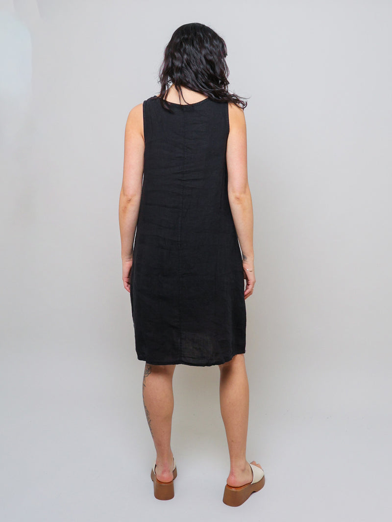 Linen Pocket Dress - Black