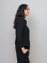 Long Sleeve Linen Shirt - Black