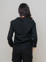 Long Sleeve Linen Shirt - Black