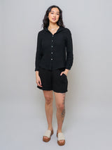 Long Sleeve Linen Shirt - Black