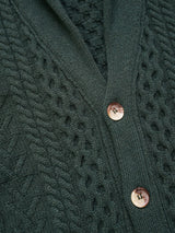 Nicholson Shawl Cardigan - Forest Green Stripes-Benson-Over the Rainbow