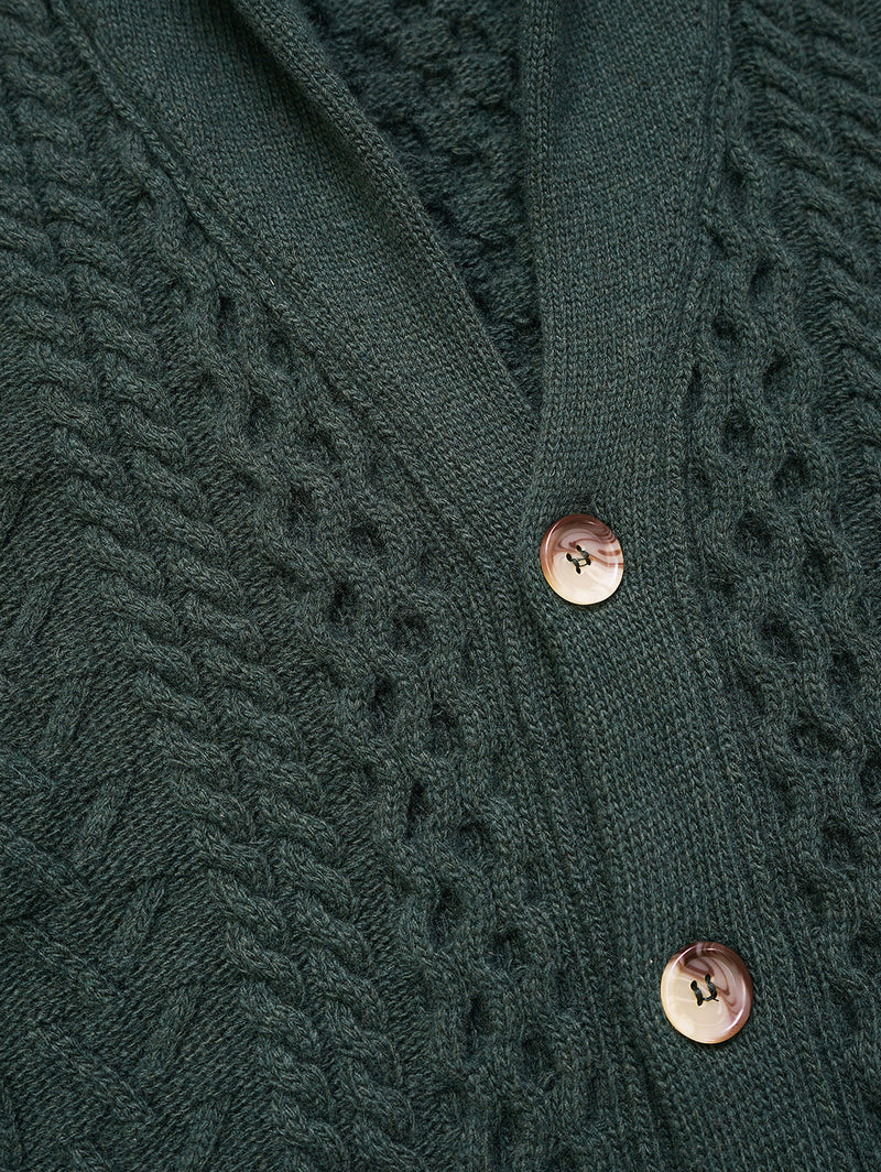 Nicholson Shawl Cardigan - Forest Green Stripes-Benson-Over the Rainbow