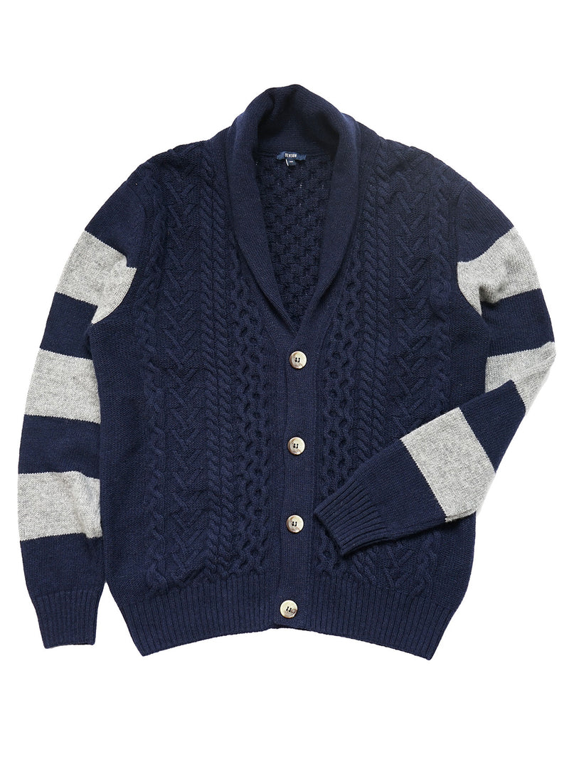 Nicholson Shawl Cardigan - Navy Stripes-Benson-Over the Rainbow