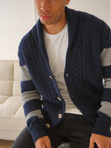 Nicholson Shawl Cardigan - Navy Stripes-Benson-Over the Rainbow