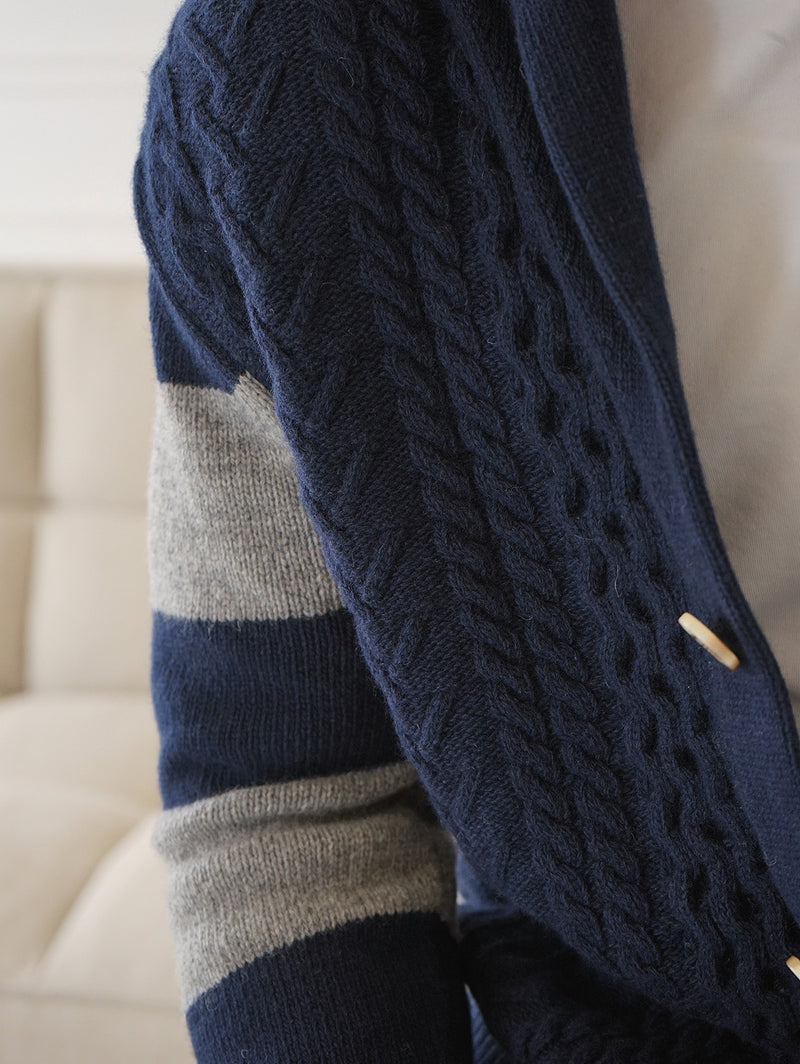 Nicholson Shawl Cardigan - Navy Stripes-Benson-Over the Rainbow