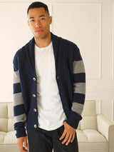 Nicholson Shawl Cardigan - Navy Stripes-Benson-Over the Rainbow