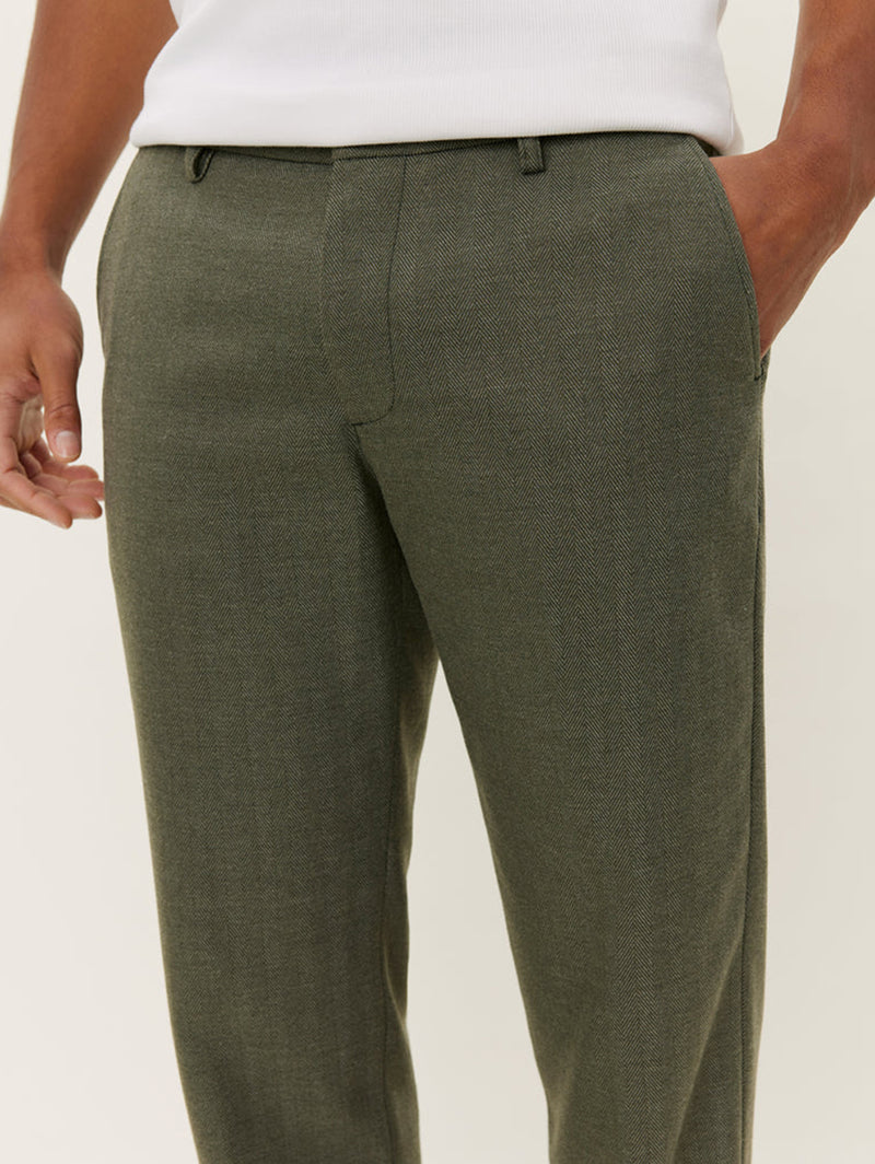 Como Herringbone Suit Pants - Forest Green/Chive Green-LES DEUX-Over the Rainbow