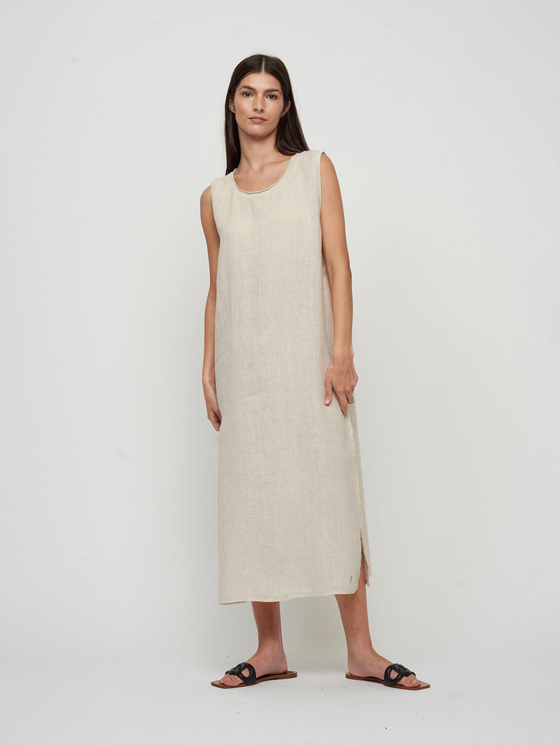 Maxi Linen Dress - Nude-PISTACHE-Over the Rainbow