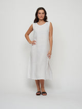 Maxi Linen Dress - White-PISTACHE-Over the Rainbow